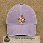 Casquette Violet délavé avec motif Chien et chat complices en 7 cm – vue principale