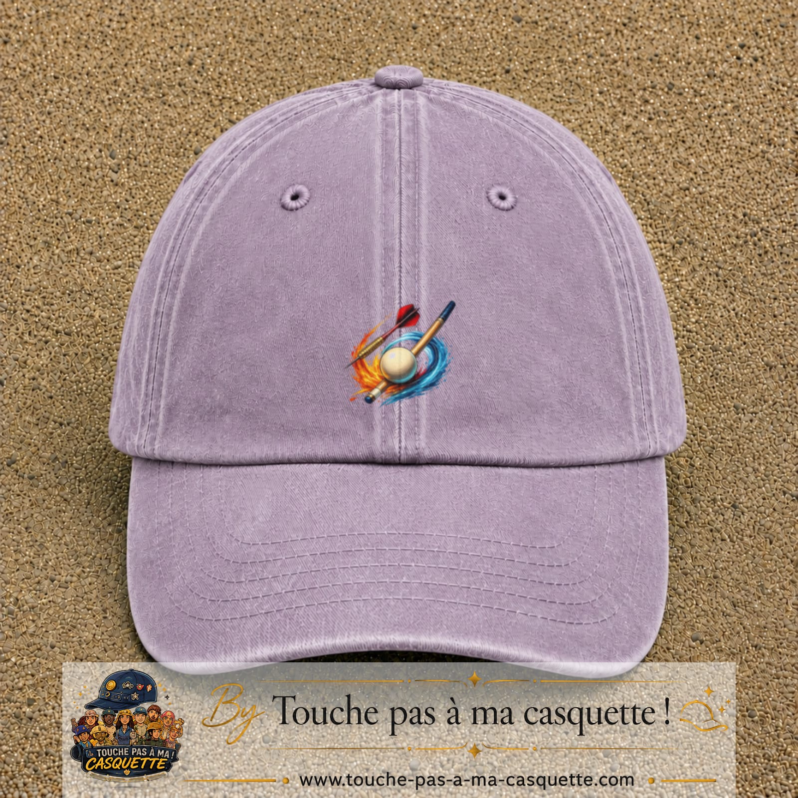 Image principale casquette Violet délavé avec motif Fléchettes et billard 5 cm