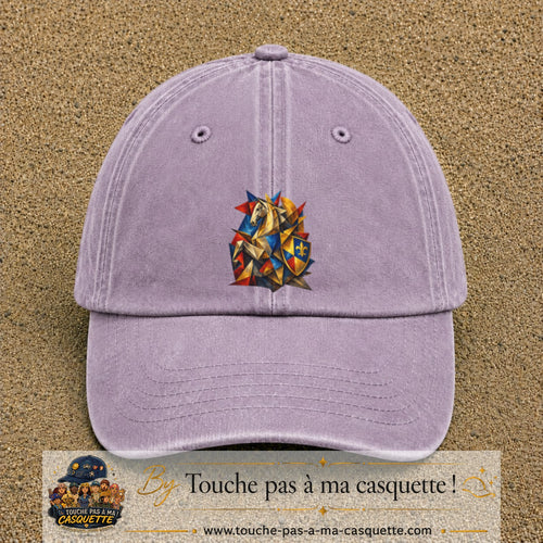 Image principale casquette Violet délavé avec motif Chevalier mosaïque 7 cm
