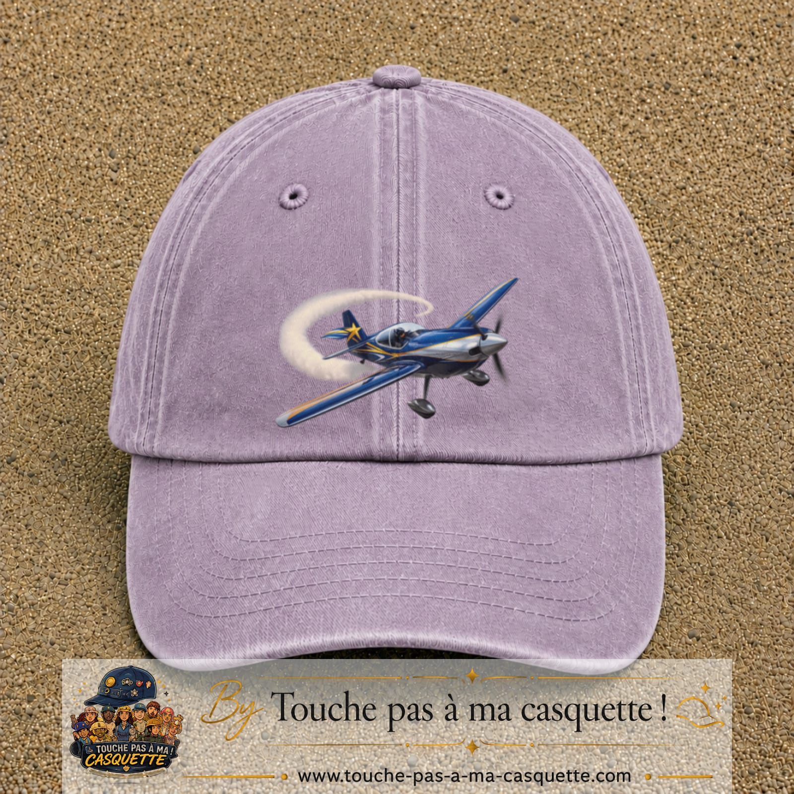 Image principale casquette Violet délavé avec motif Avion de voltige 7 cm