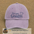 Casquette Violet délavé avec motif I Love You Grandma en 7 cm – vue principale