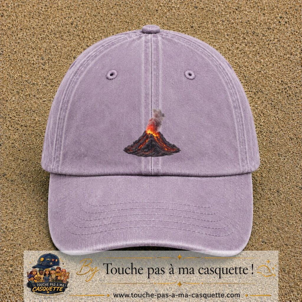 Image principale casquette Violet délavé avec motif Cratère fumant 7 cm