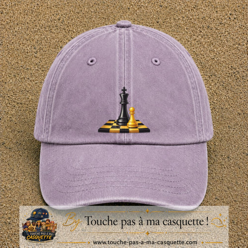 Image principale casquette Violet délavé avec motif Échecs classiques 7 cm