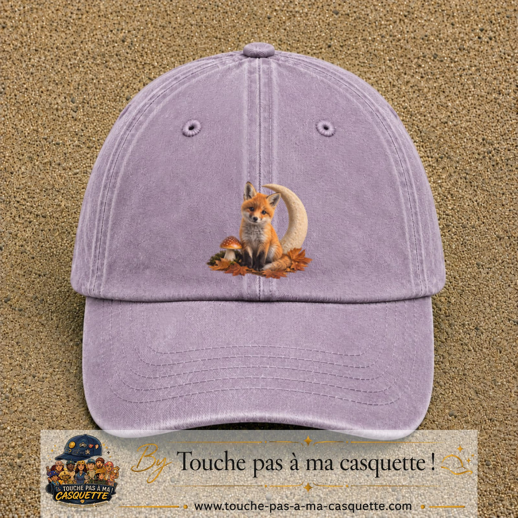 Image principale casquette Violet délavé avec motif Renard de lune 7 cm