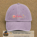 Casquette Violet délavé avec motif Prénom Ambre fleuri en 5 cm – vue principale