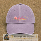 Casquette Violet délavé avec motif Prénom Ambre fleuri en 5 cm – vue principale