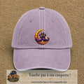 Casquette Violet délavé avec motif Patte moustachue sur lune en 7 cm – vue principale