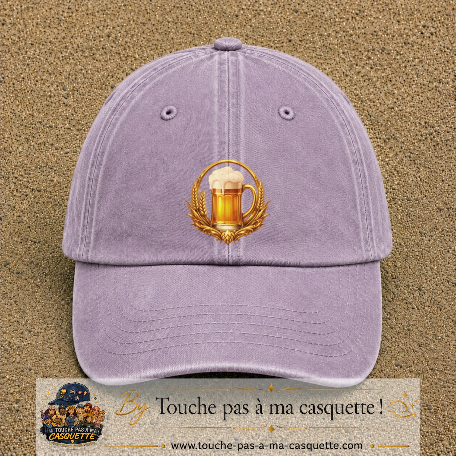 Casquette Violet délavé motif Chope de bière logo 7 cm