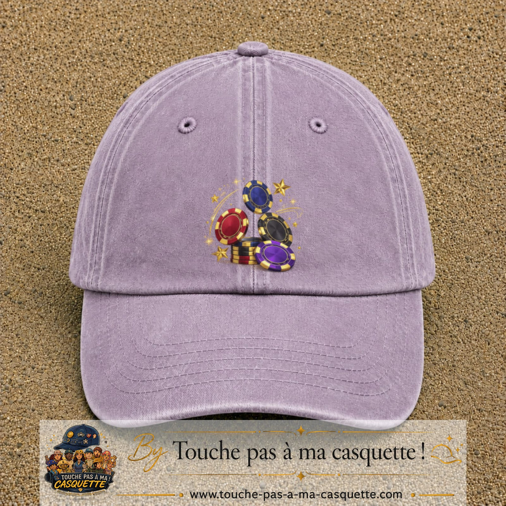 Image principale casquette Violet délavé avec motif Jetons de casino 7 cm