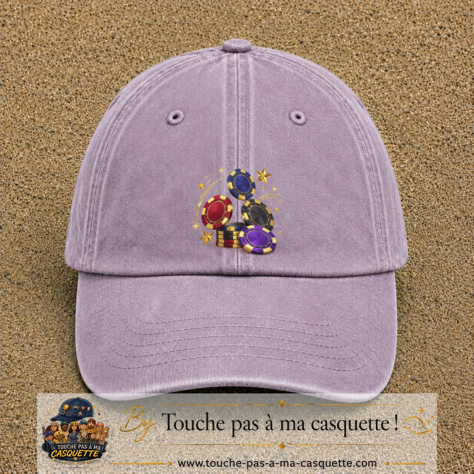 Image principale casquette Violet délavé avec motif Jetons de casino 7 cm