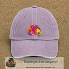 Casquette Violet délavé motif Bouquet de fleurs logo 7 cm