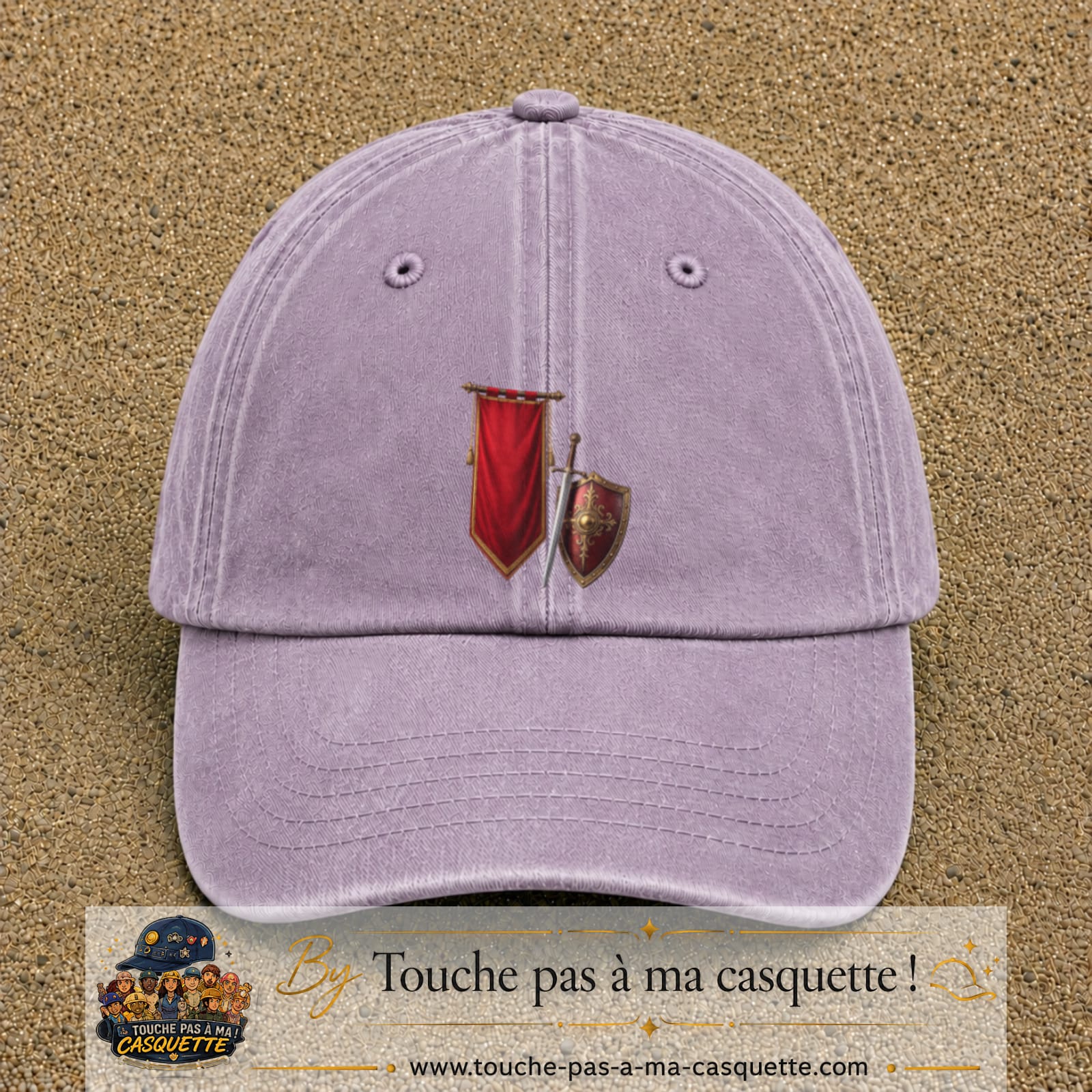Image principale casquette Violet délavé avec motif Bouclier médiéval 7 cm