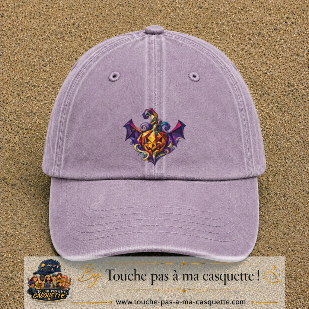 Casquette Violet délavé motif Dragon ailé fantastique logo 7 cm