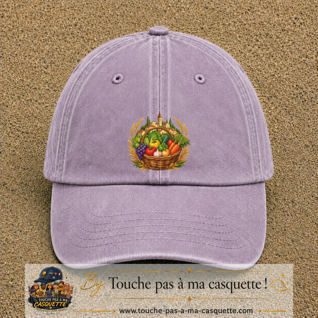 Casquette Violet délavé motif Panier de récolte logo 7 cm