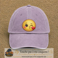 Image principale produit10grosVI - casquette Violet délavé avec visuel Emoji bisou cœur 7 cm