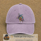 Image principale produit17grosVI - casquette Violet délavé avec visuel Tortue colorée 7 cm