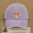 Image principale produit98grosVI - casquette Violet délavé avec visuel Faon fleuri 7 cm