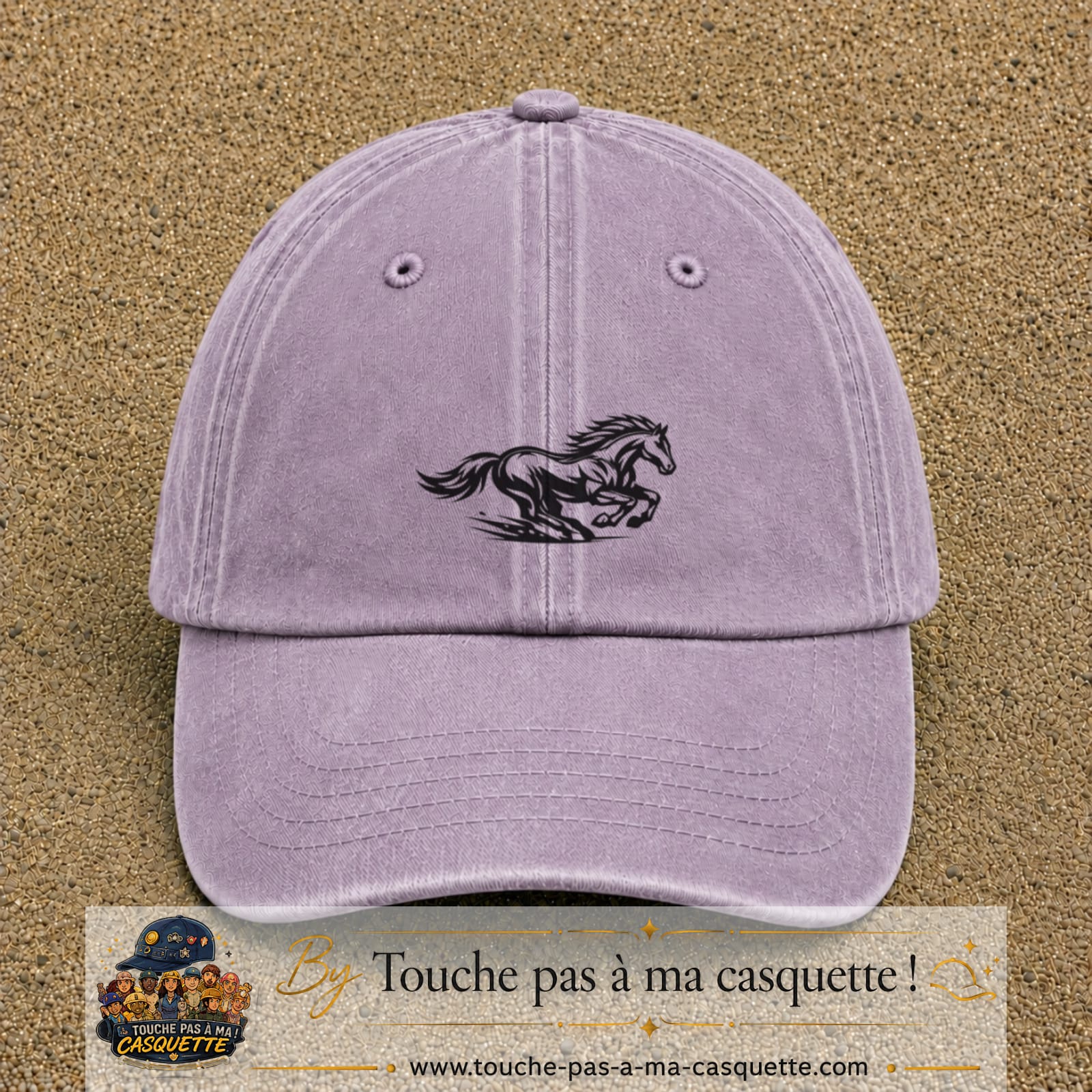 Image principale produit127moyenVI - casquette Violet délavé avec visuel Cheval au galop 5 cm