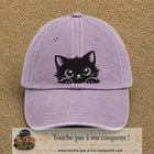 Image principale produit6grosVI - casquette Violet délavé avec visuel Chat noir adorable 7 cm