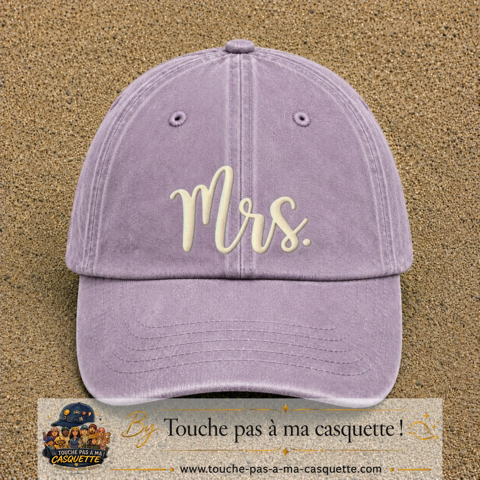 Image principale produit113grosVI - casquette Violet délavé avec visuel Mrs blanc 7 cm