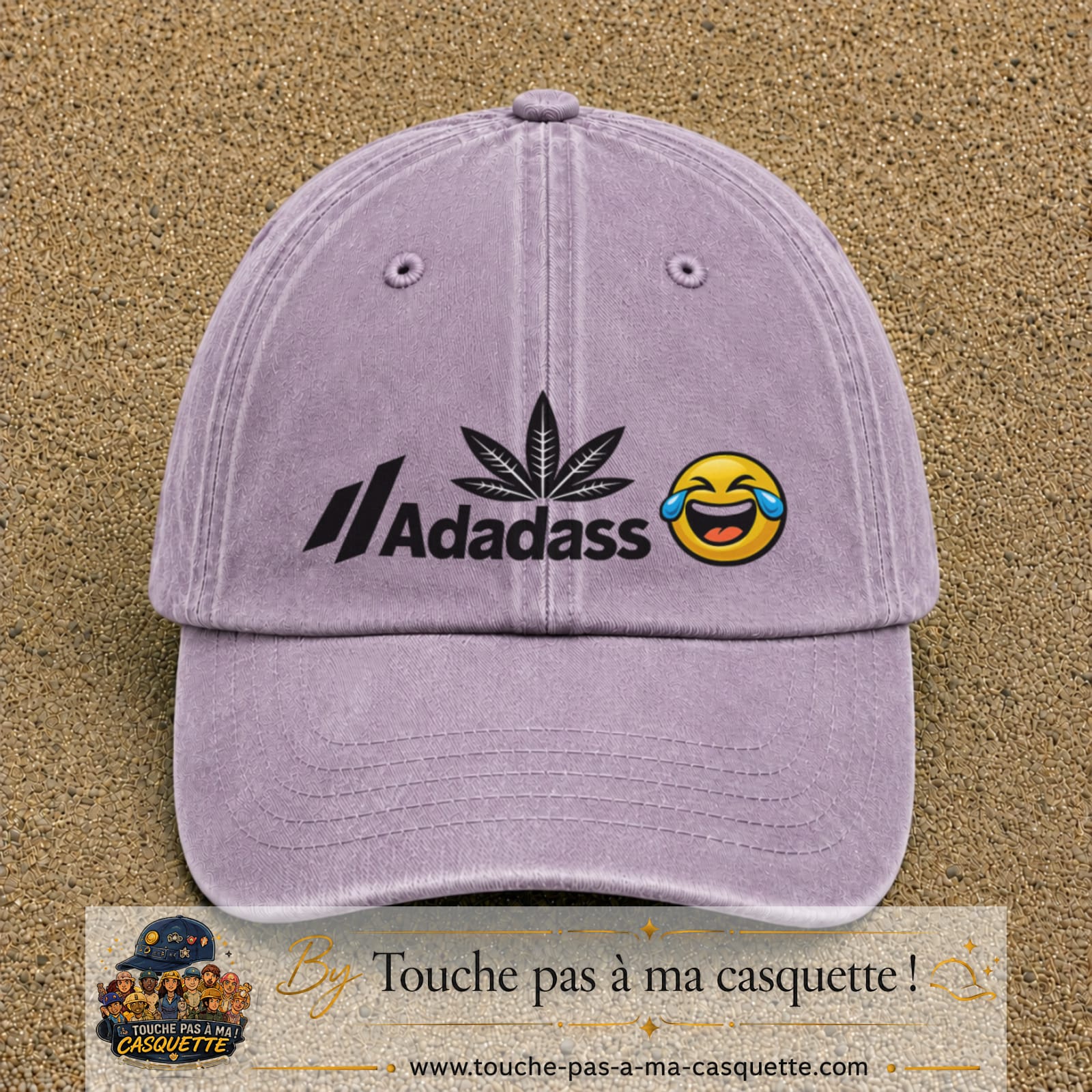 Image principale produit37grosVI - casquette Violet délavé avec visuel Adadass emoji rieur 7 cm