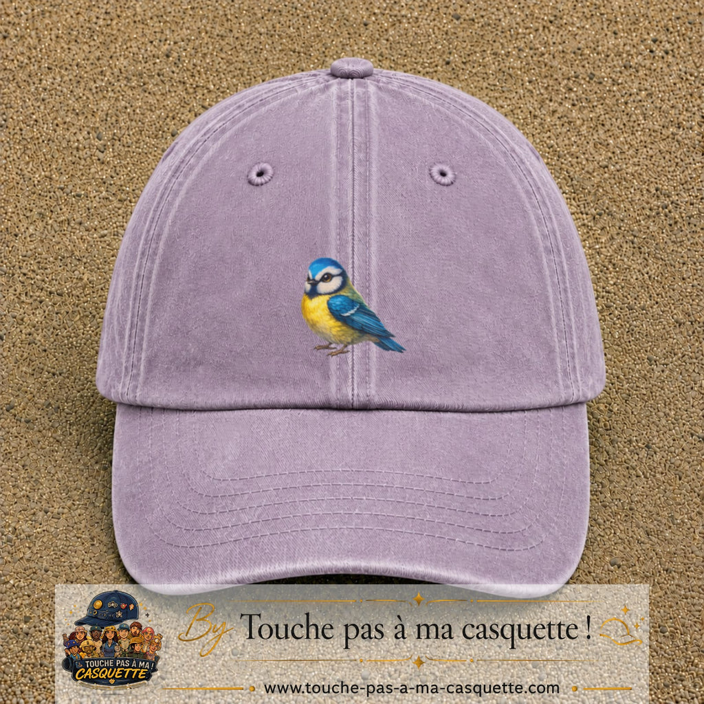 Image principale produit63moyenVI - casquette Violet délavé avec visuel Mésange 5 cm