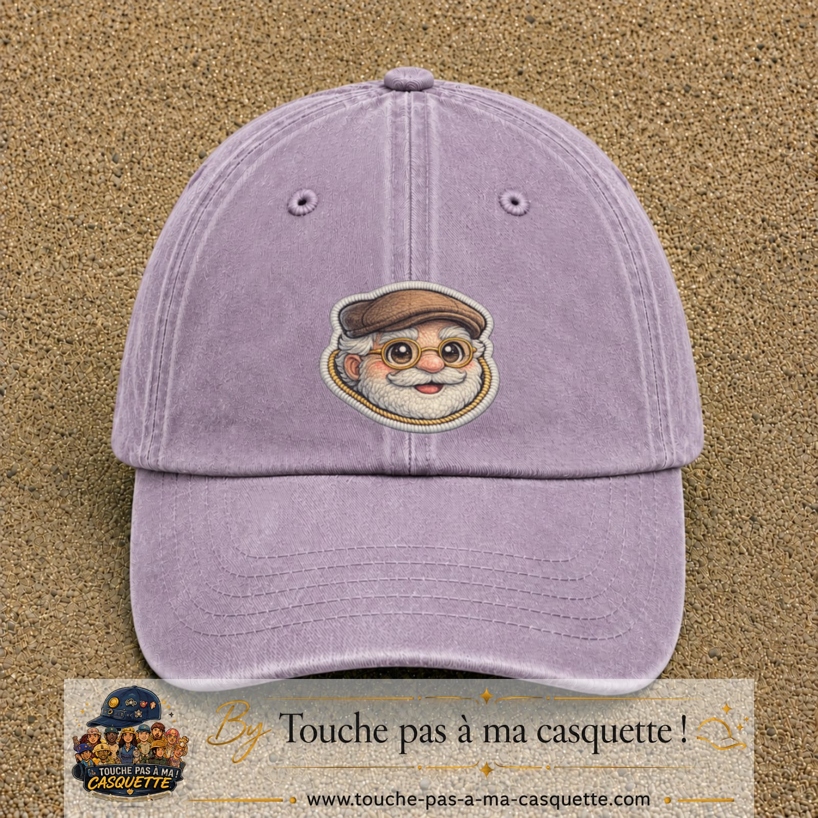 Image principale produit76grosVI - casquette Violet délavé avec visuel Papy casquette lunettes 7 cm