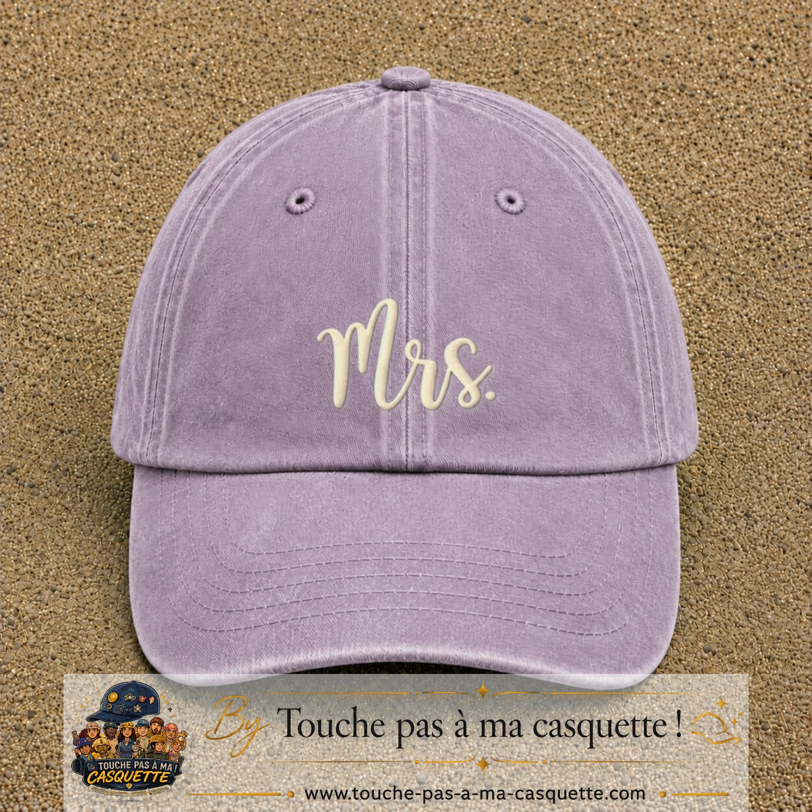 Image principale produit113moyenVI - casquette Violet délavé avec visuel Mrs blanc 5 cm