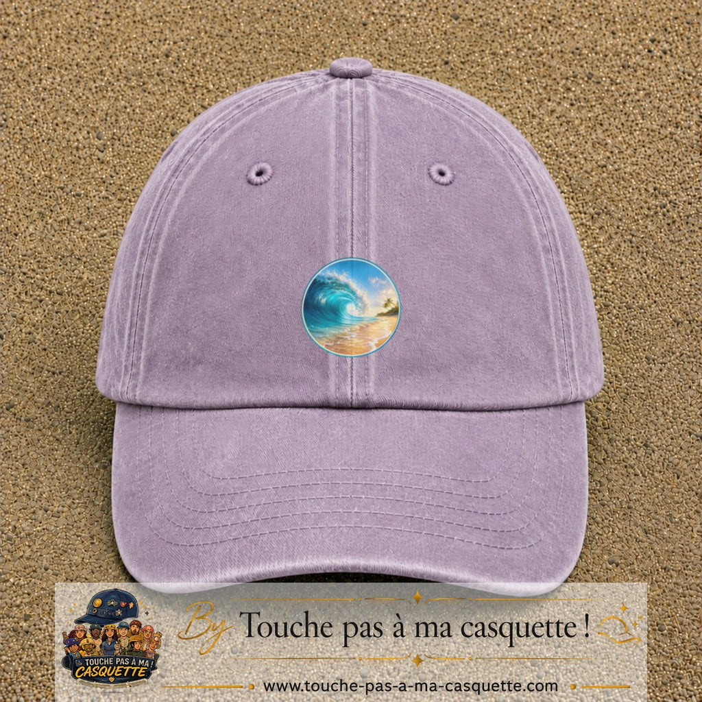 Image principale produit175moyenVI - casquette Violet délavé avec visuel Vague plage 5 cm