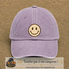 Image principale produit178grosVI - casquette Violet délavé avec visuel Smiley 7 cm
