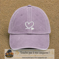 Image principale produit30moyenVI - casquette Violet délavé avec visuel Cœur continu blanc 5 cm