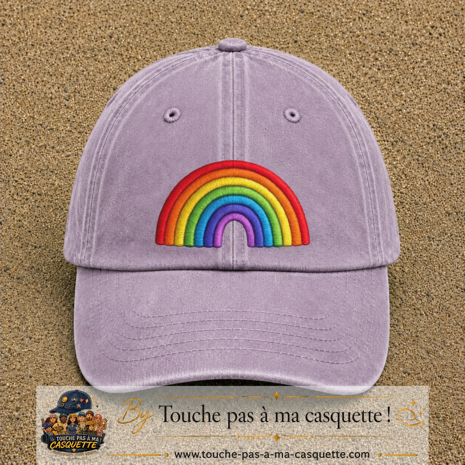 Image principale produit24grosVI - casquette Violet délavé avec visuel Arc-en-ciel 7 cm