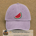 Image principale produit22grosVI - casquette Violet délavé avec visuel Pastèque 7 cm