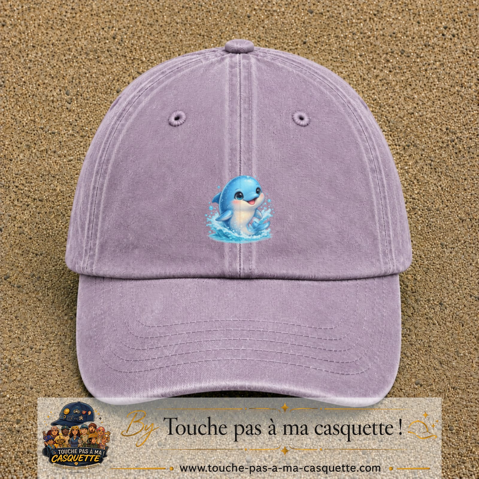 Image principale produit85moyenVI - casquette Violet délavé avec visuel Dauphin 5 cm