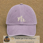Image principale produit111moyenVI - casquette Violet délavé avec visuel Mr blanc 5 cm