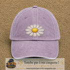 Image principale produit104grosVI - casquette Violet délavé avec visuel Marguerite simple 7 cm