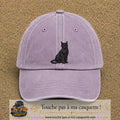 Image principale produit176grosVI - casquette Violet délavé avec visuel Chat noir polygonal 7 cm