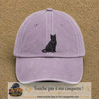 Image principale produit176grosVI - casquette Violet délavé avec visuel Chat noir polygonal 7 cm