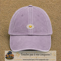 Image principale produit104petitVI - casquette Violet délavé avec visuel Marguerite simple 3 cm