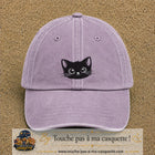 Image principale produit2moyenVI - casquette Violet délavé avec visuel Chat noir yeux ronds 5 cm