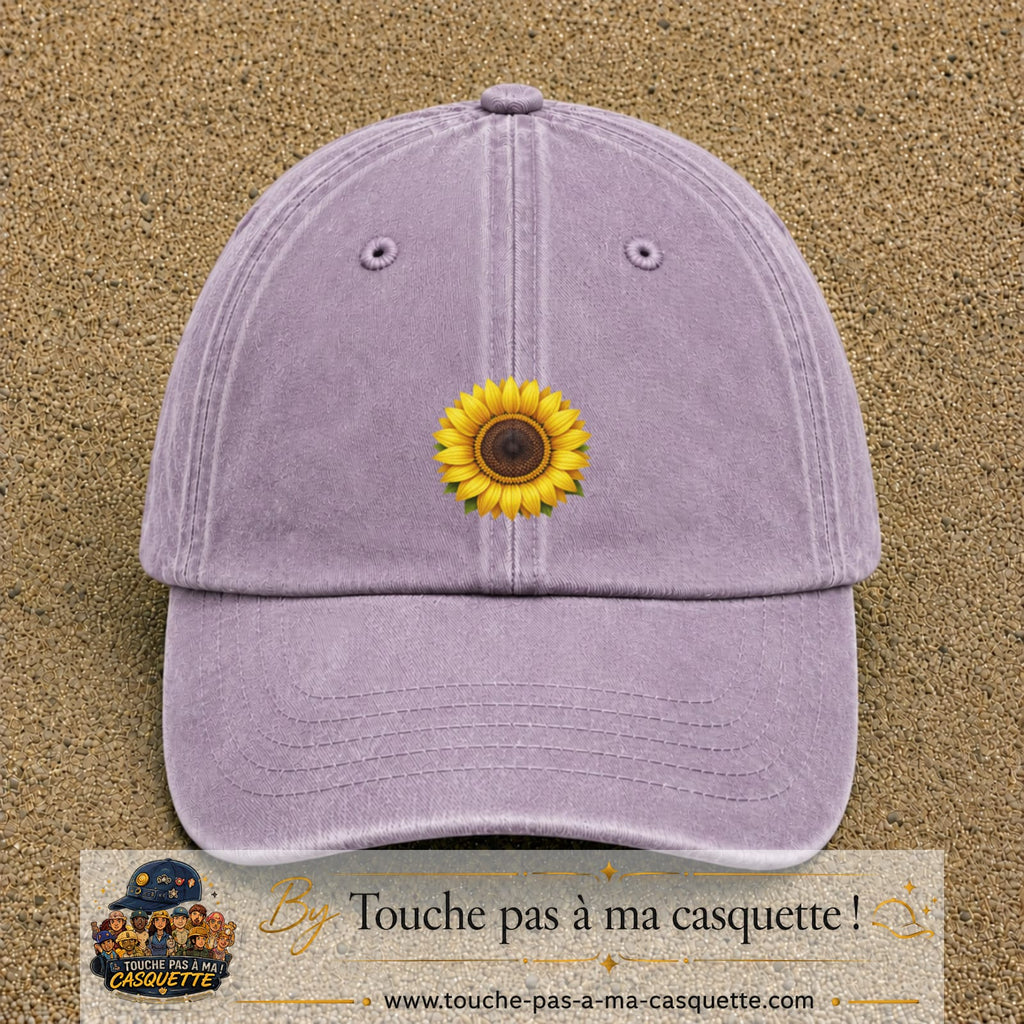 Image principale produit11moyenVI - casquette Violet délavé avec visuel Tournesol 5 cm