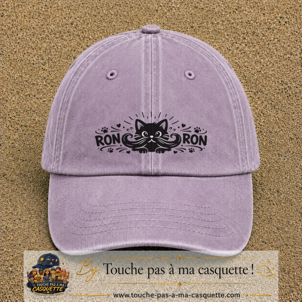 Casquette Violet délavé motif Chat Ron Ron 5 cm - vue principale