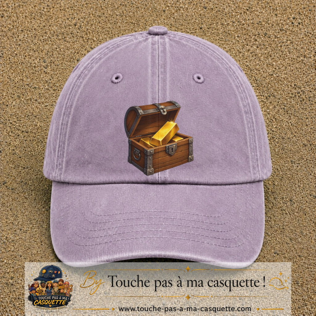 Casquette baseball Violet délavé 100% coton avec motif Coffre au trésor 7 cm - image principale