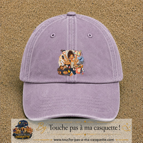 Casquette baseball Violet délavé 100% coton avec visuel Maman multitâche 7 cm - image produit principale