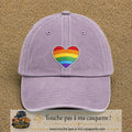Casquette baseball Violet délavé 100% coton avec visuel Cœur arc-en-ciel 7 cm - image produit principale