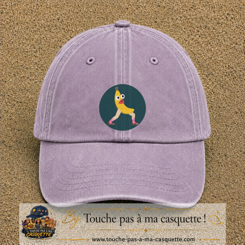 Casquette baseball Violet délavé 100% coton avec visuel Banane drôle 7 cm - image produit principale