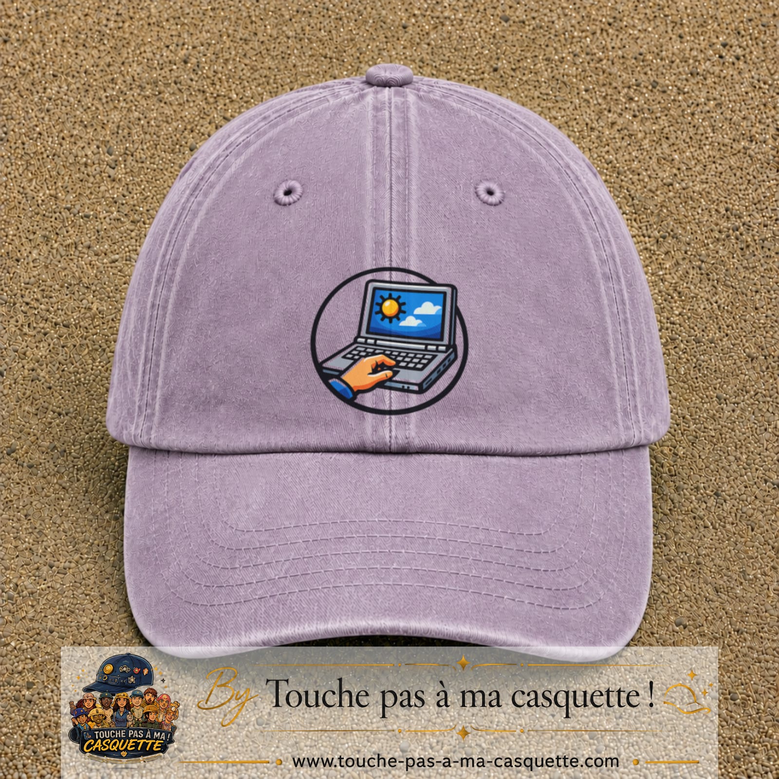 Casquette Violet délavé 100% coton avec motif Ordinateur portable météo 7 cm - image principale