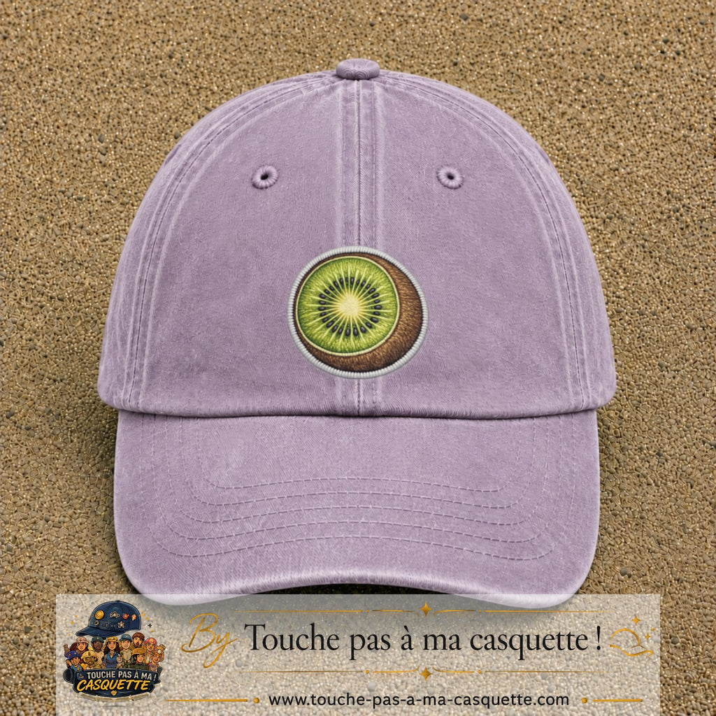 Casquette Violet délavé motif Kiwi frais 7 cm - vue principale