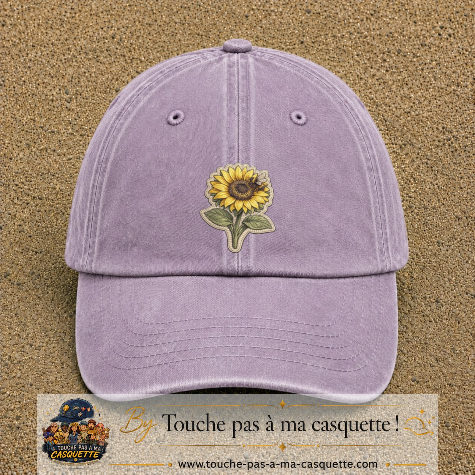 Casquette Violet délavé motif Tournesol patch 7 cm - vue principale