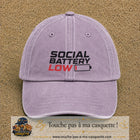 Casquette Violet délavé 100% coton avec motif Social Battery Low 7 cm - image principale